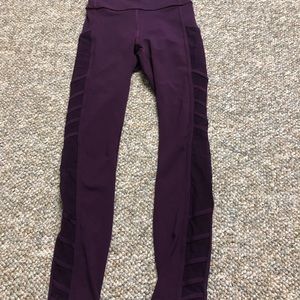 Lulu purple fishnet leggings